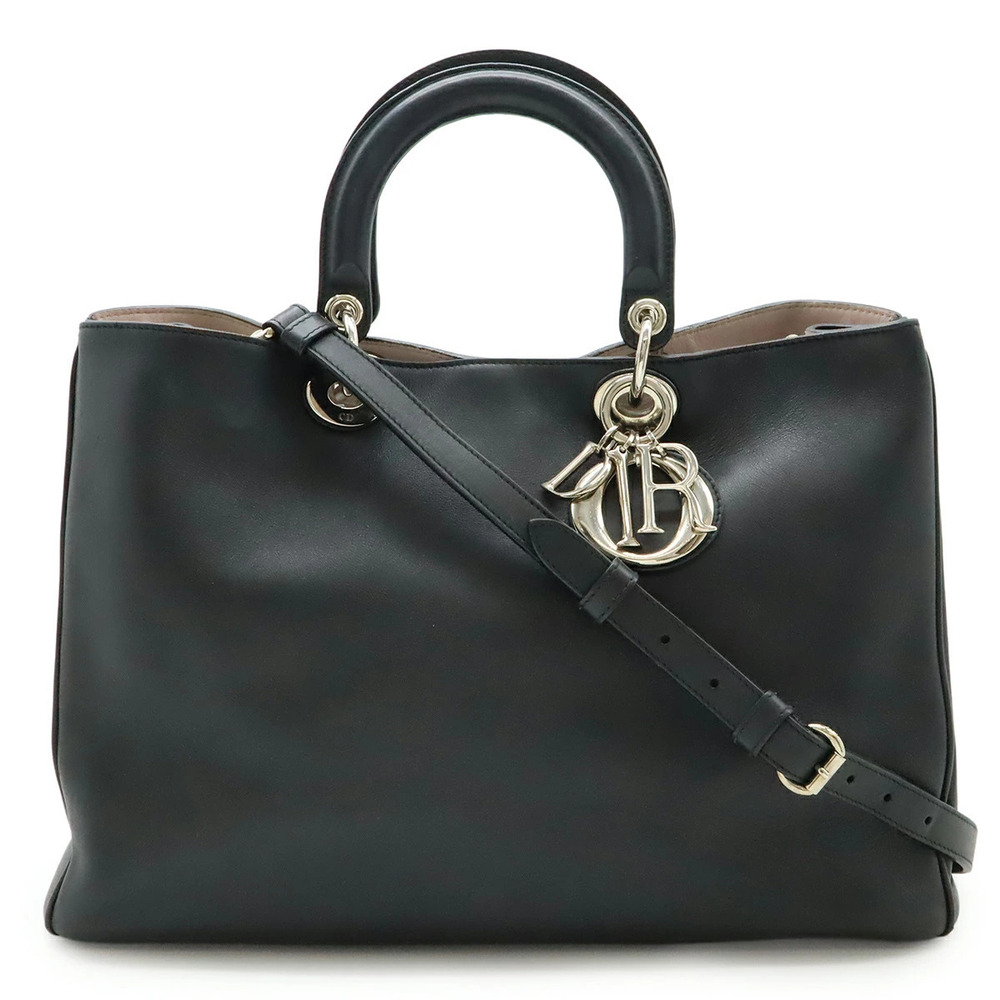Christian Dior Diorissimo Tote Bag Handbag Shoulder Leather Black